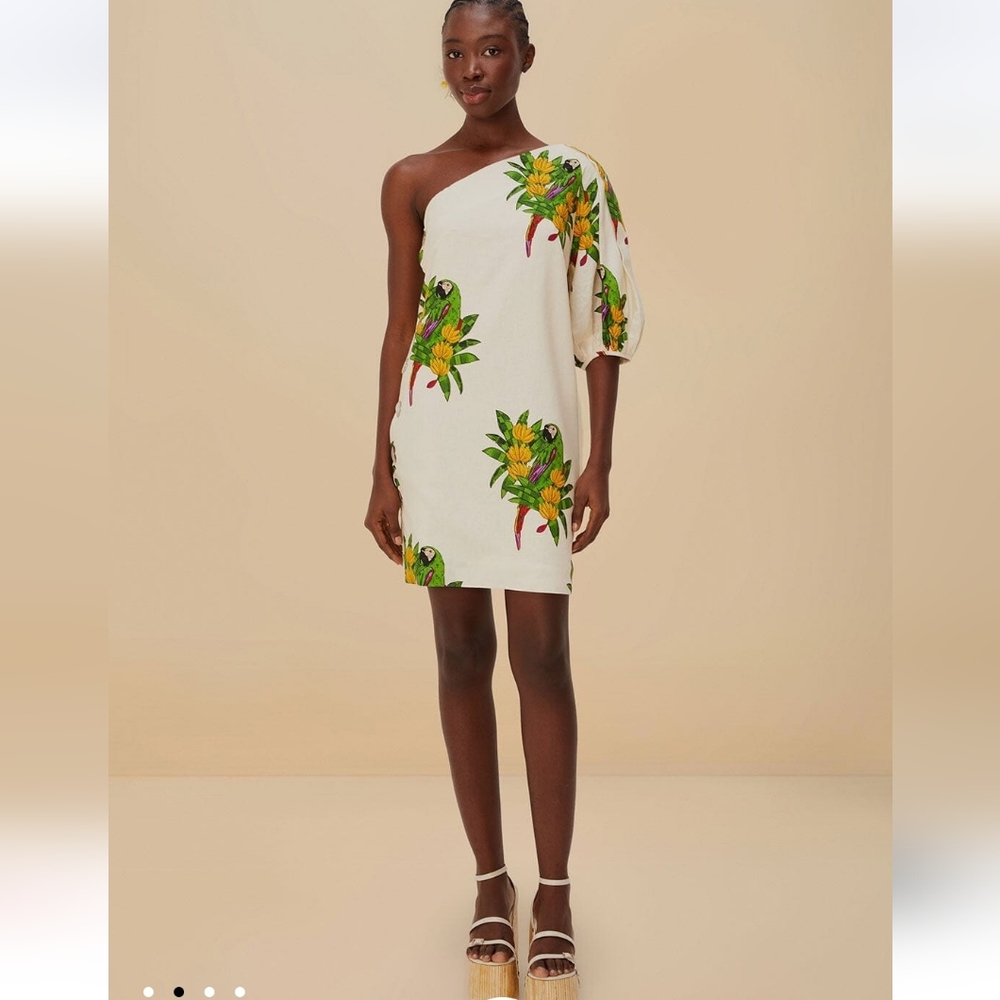 FARM Rio One Shoulder Parrot  Mini Dress - Picture 2 of 5